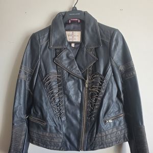 Wilson's Womens Distressed Black Leather Jacket L